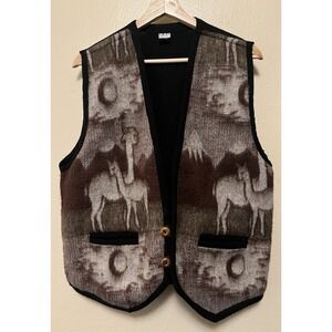 Inca Marka Alpaca Wool Vest Handicraft from the Andes Brown Llama Women's Size L